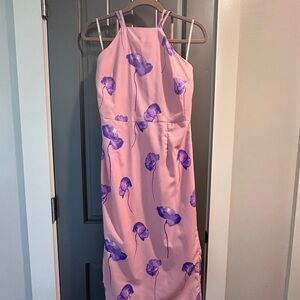 ASOS Pink & Purple Floral Halter Midi Dress – Size 6